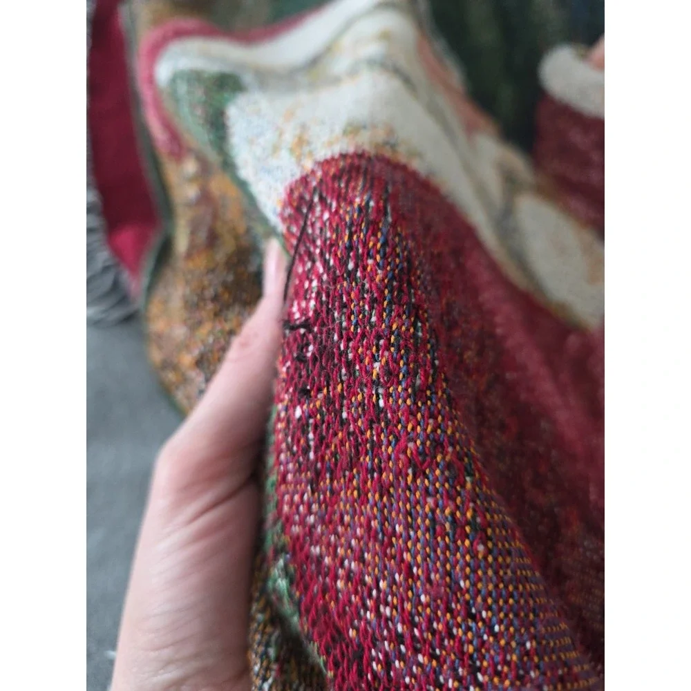 Vintage Martha Stewart Christmas Tapestry Throw Blanket Santa Claus 140